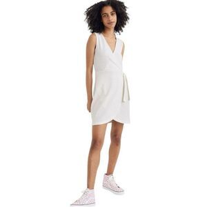 Madewell Women's Ivory Wrap Tie Tank Dress Size M Sleeveless V-Neck
